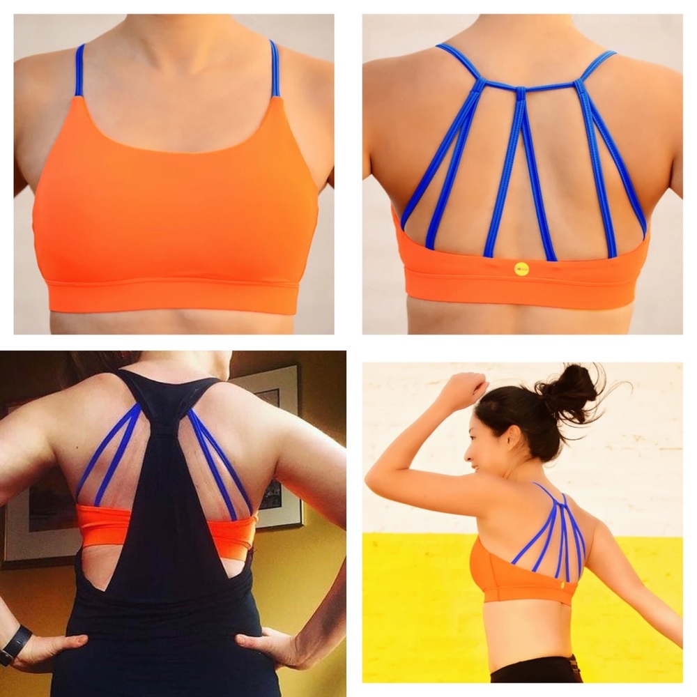 Sports Bra - Powwful Orange & Blue Strappy Bra